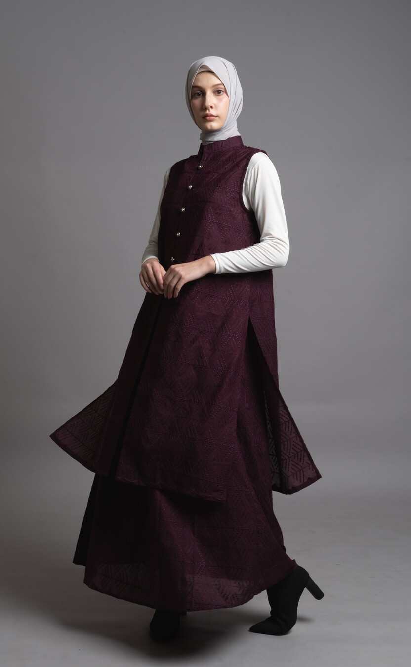 Long Outer Ghia Marun - Image 4