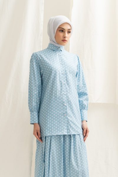 Blus Velya Polka Light Blue