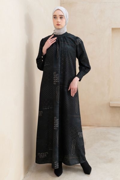 Gamis Lara Yasmeen Charcoal Green