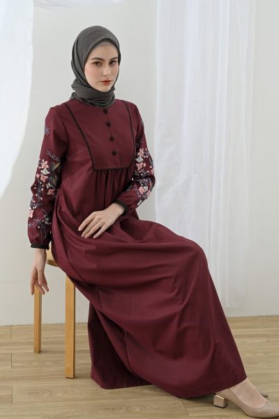 Gamis Miranti Bordir Deep Marun Big Size