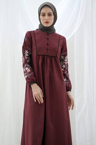 Gamis Miranti Bordir Deep Marun