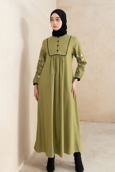 Gamis Miranti Bordir Green Lime