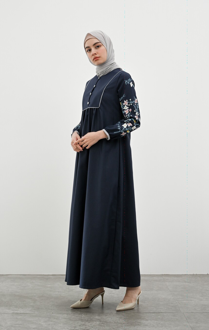 Gamis Miranti Bordir Navy
