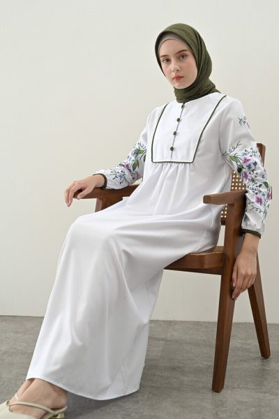 Gamis Miranti Bordir Off White Big Size