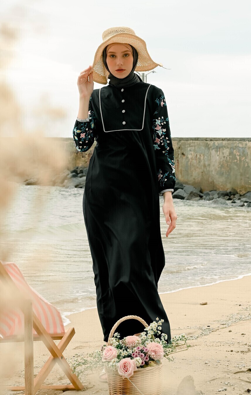 Gamis Miranti Bordir Hitam Big Size