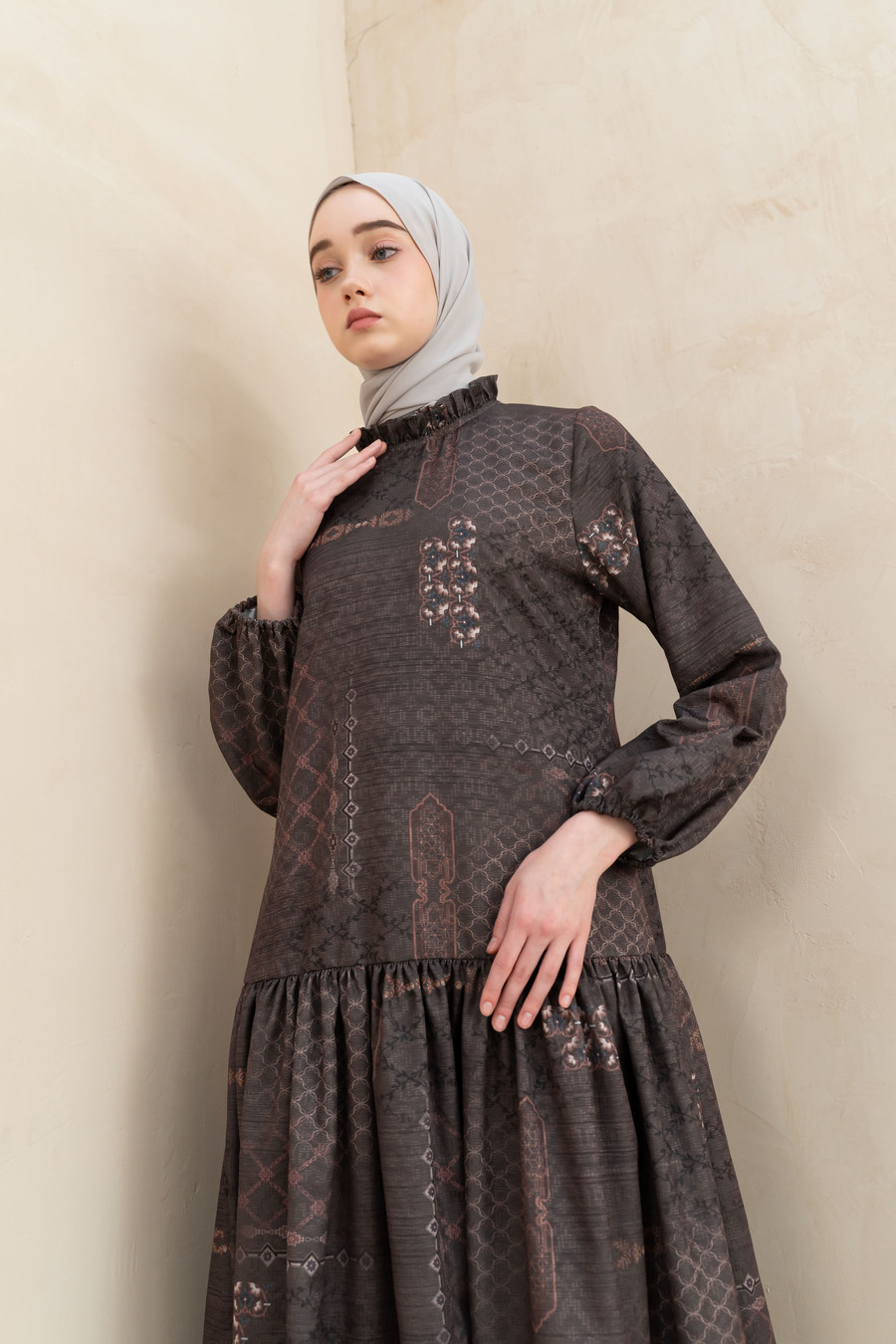 Gamis Lumara Hira Dark Brown Big Size - Image 4