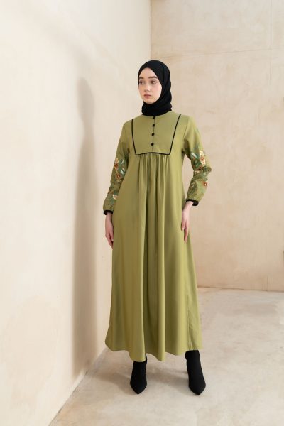 Gamis Miranti Bordir Green Lime