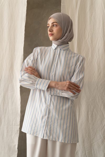 Blus Velya Sada White Blue Big Size