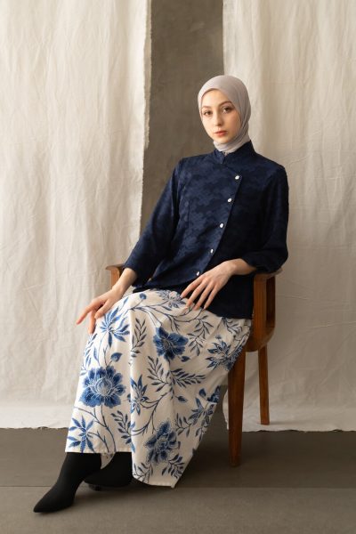Kebaya Janggan Dhia Navy Blue Big Size