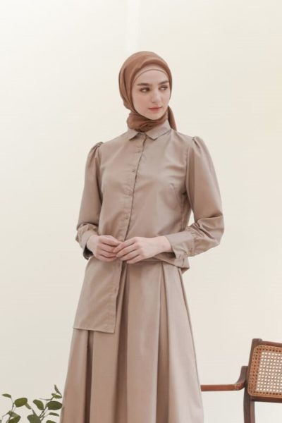 Blus Velya Coklat Muda Big Size