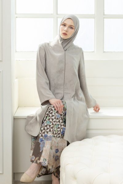 Tunik Kebaya Ayoena Silver Grey Big Size