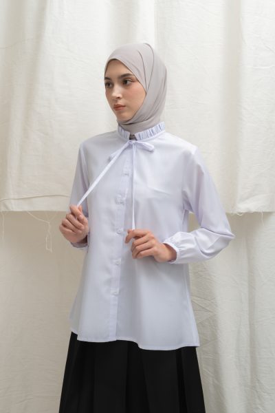 Blus Dayna Ruffle White Big Size