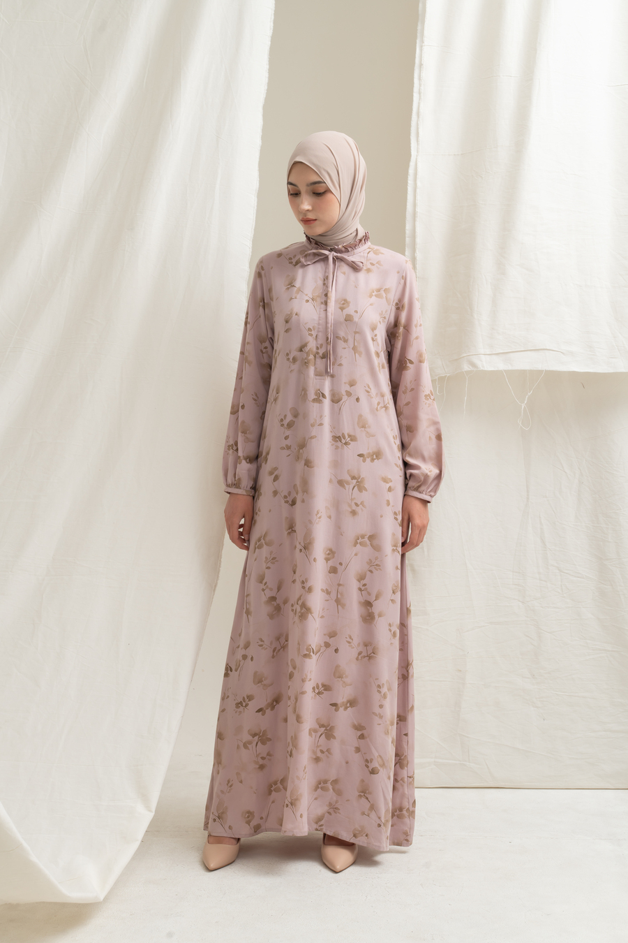 Gamis Dayna Ruffle Floria Dusty Pink - XS (Minor Defect) - Image 3