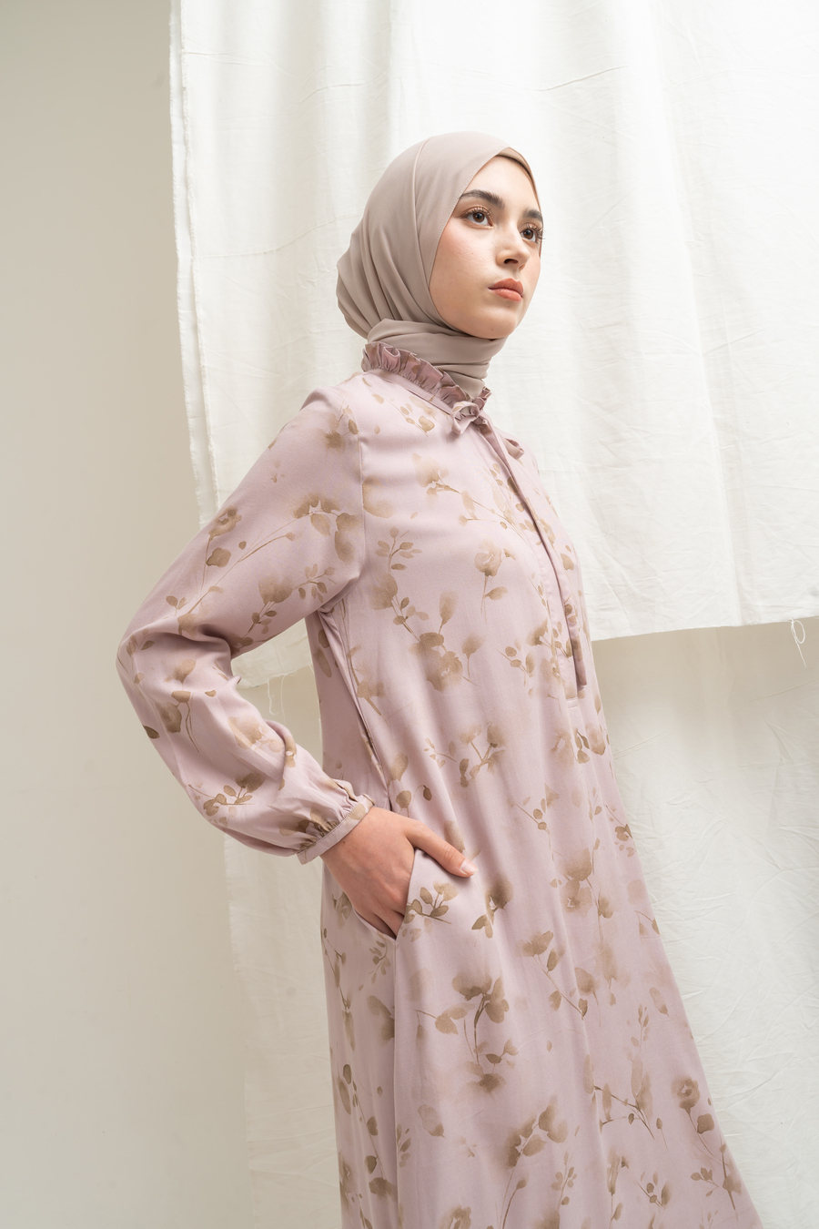 Gamis Dayna Ruffle Floria Dusty Pink - XS (Minor Defect) - Image 7