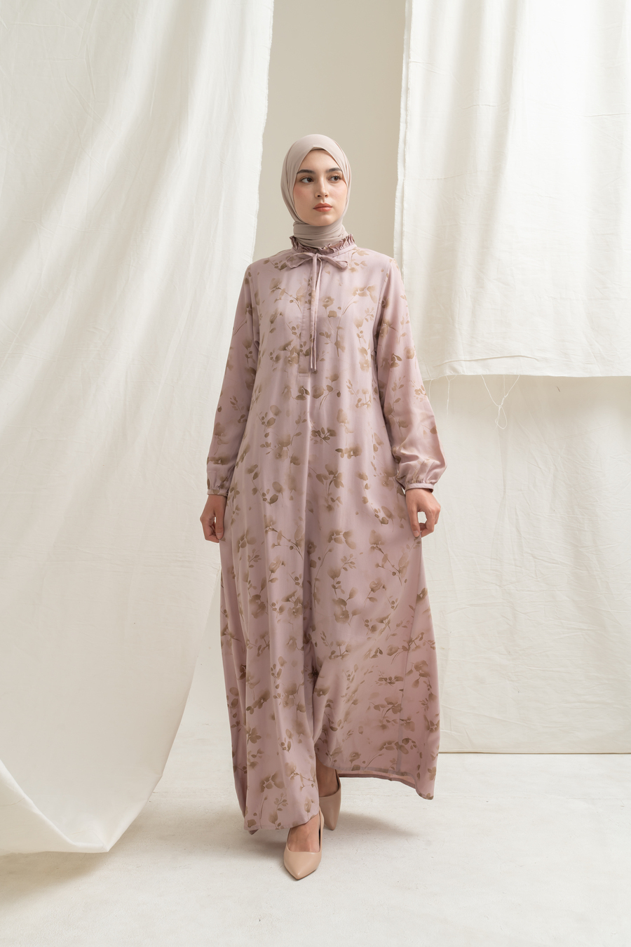 Gamis Dayna Ruffle Floria Dusty Pink - XS (Minor Defect) - Image 6