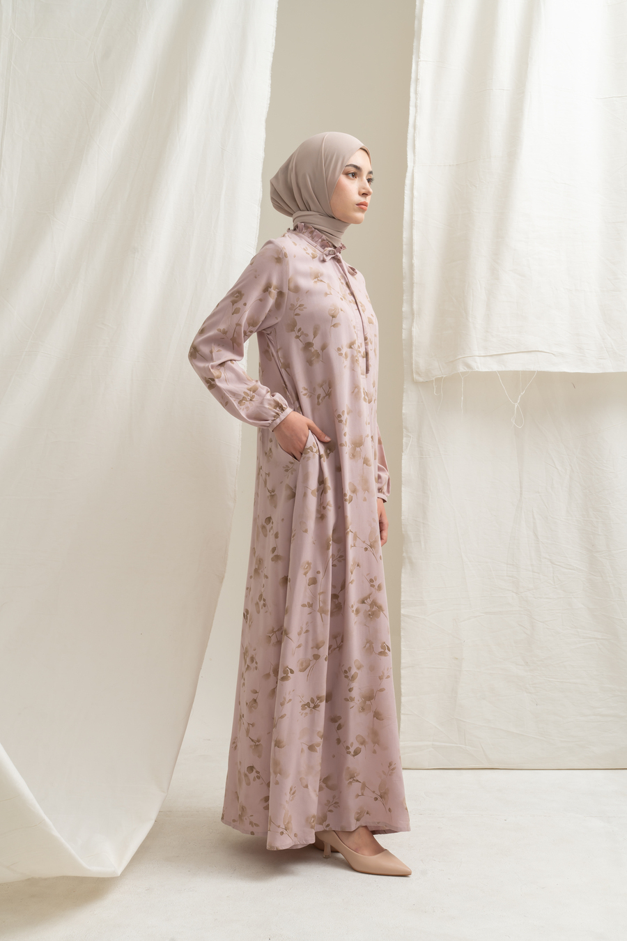 Gamis Dayna Ruffle Floria Dusty Pink - XS (Minor Defect) - Image 5