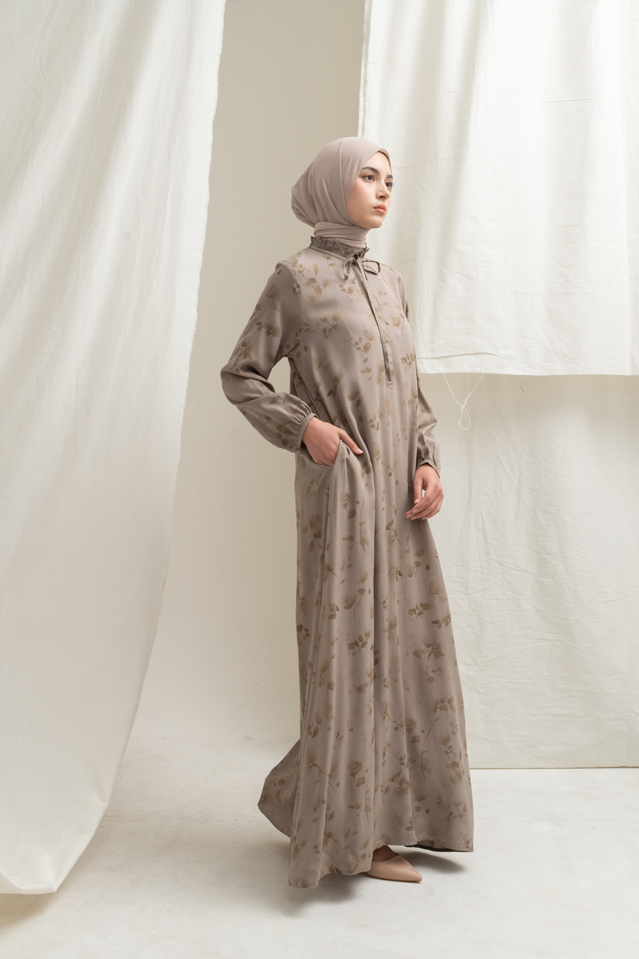 Gamis Dayna Ruffle Floria Mocca - Image 8