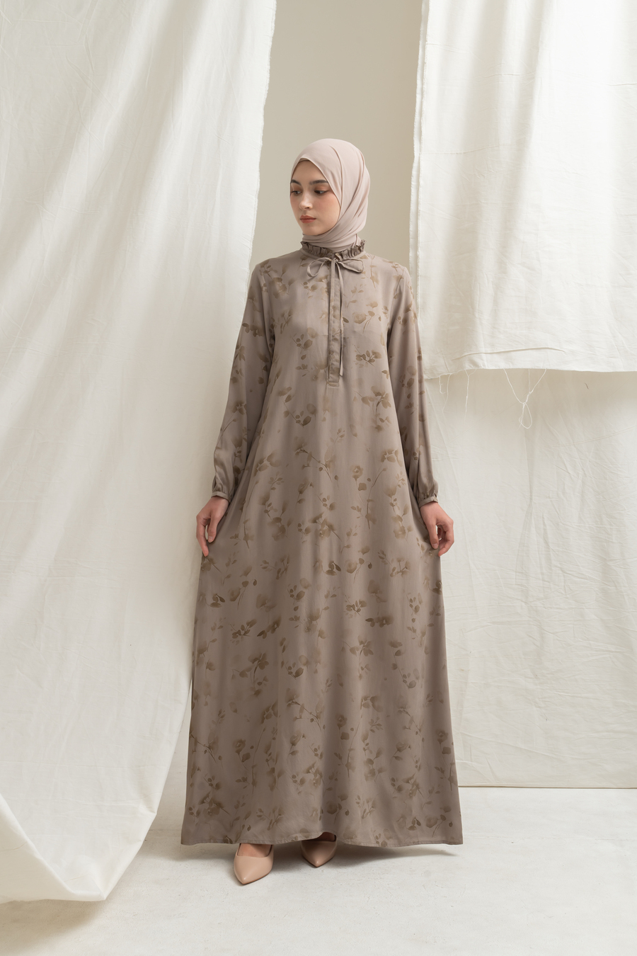 Gamis Dayna Ruffle Floria Mocca - Image 7