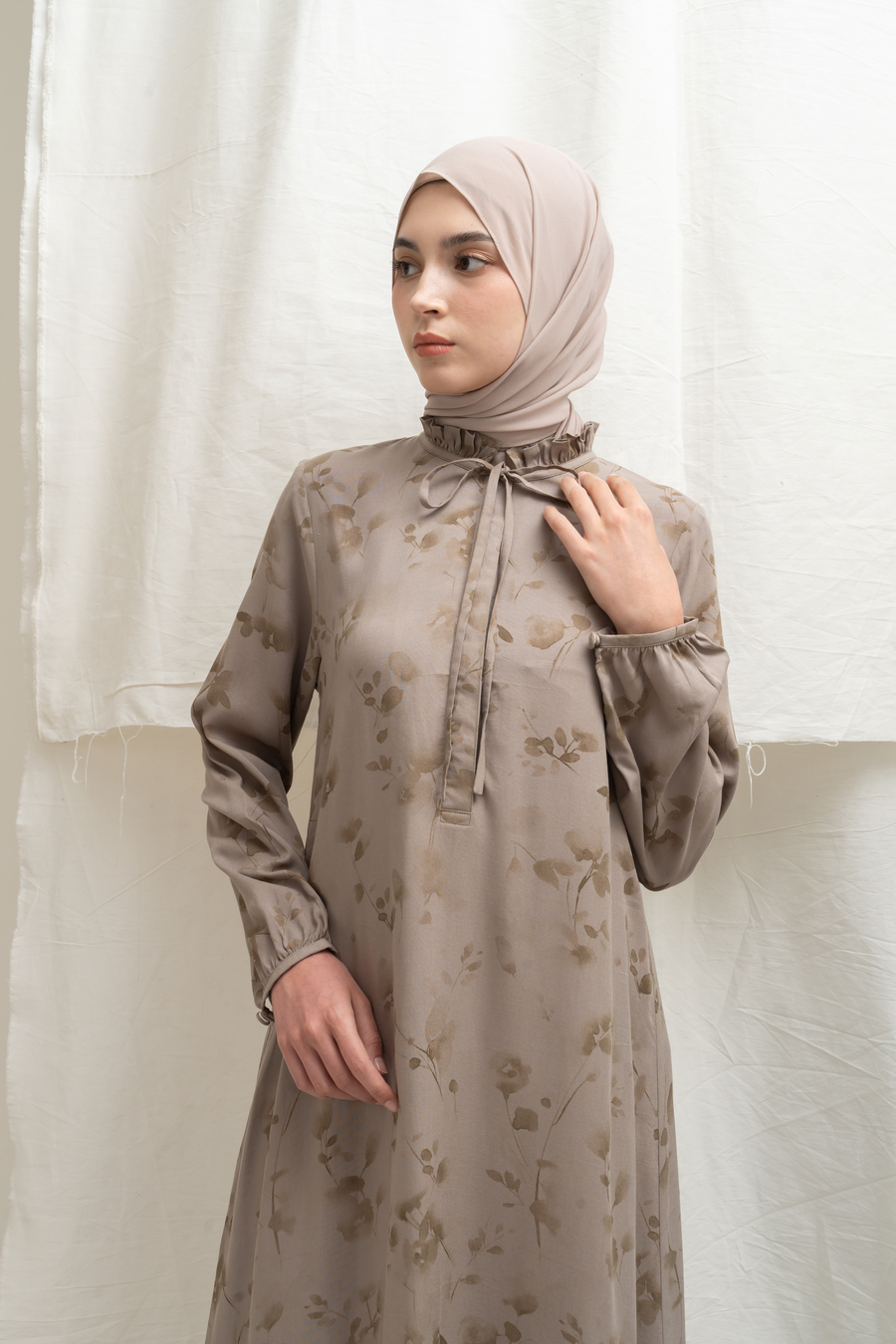 Gamis Dayna Ruffle Floria Mocca - Image 6