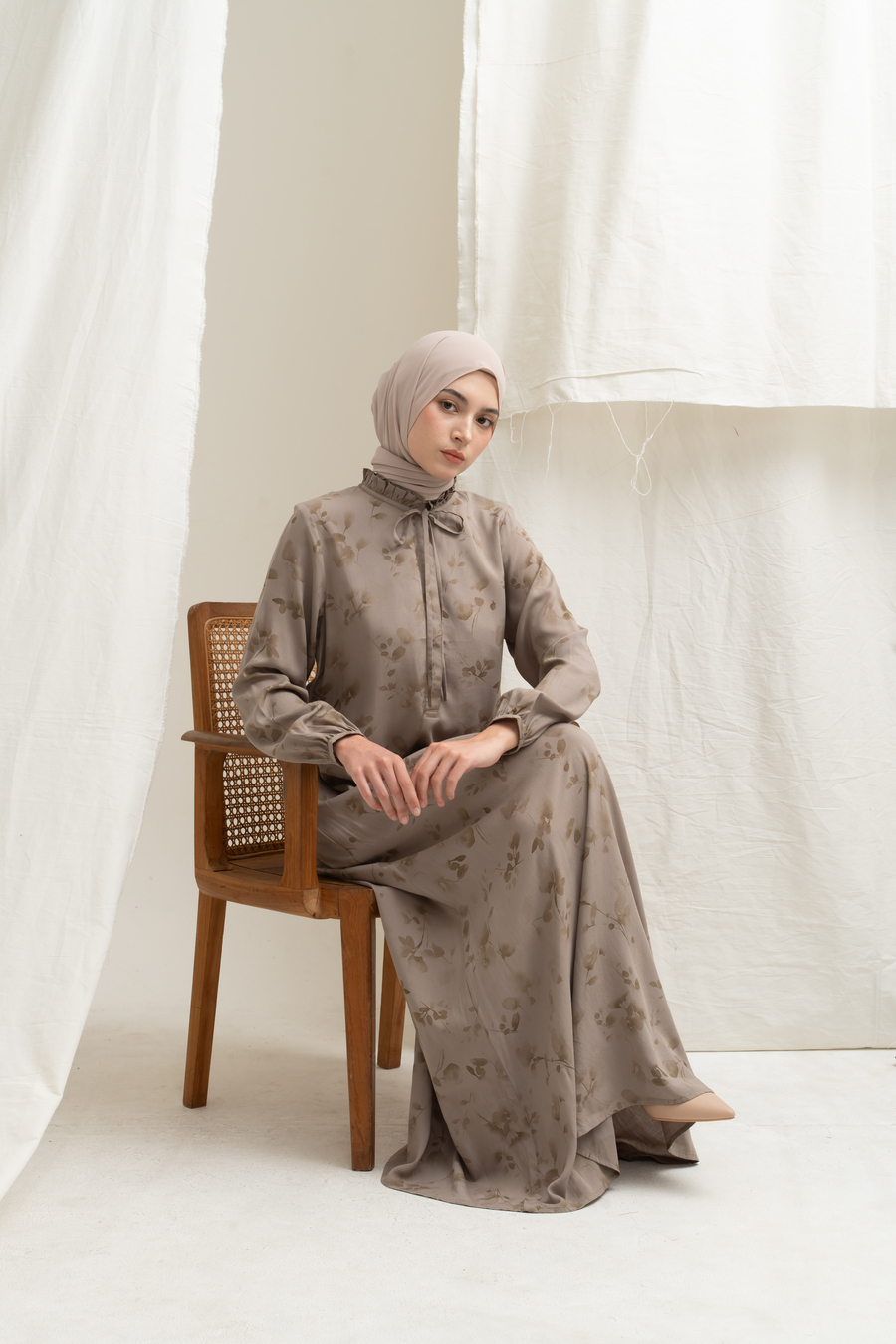 Gamis Dayna Ruffle Floria Mocca - Image 4