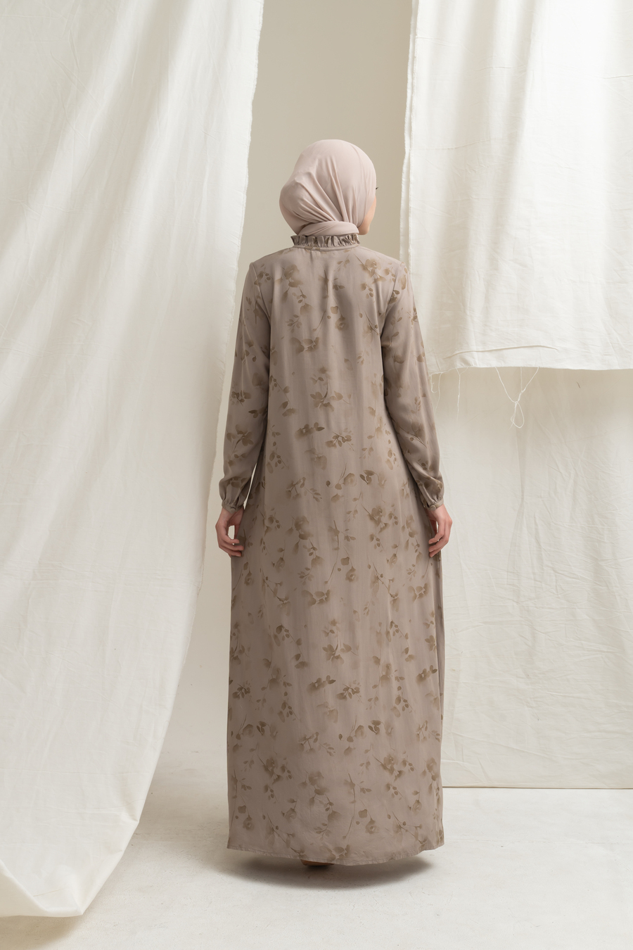 Gamis Dayna Ruffle Floria Mocca - Image 3