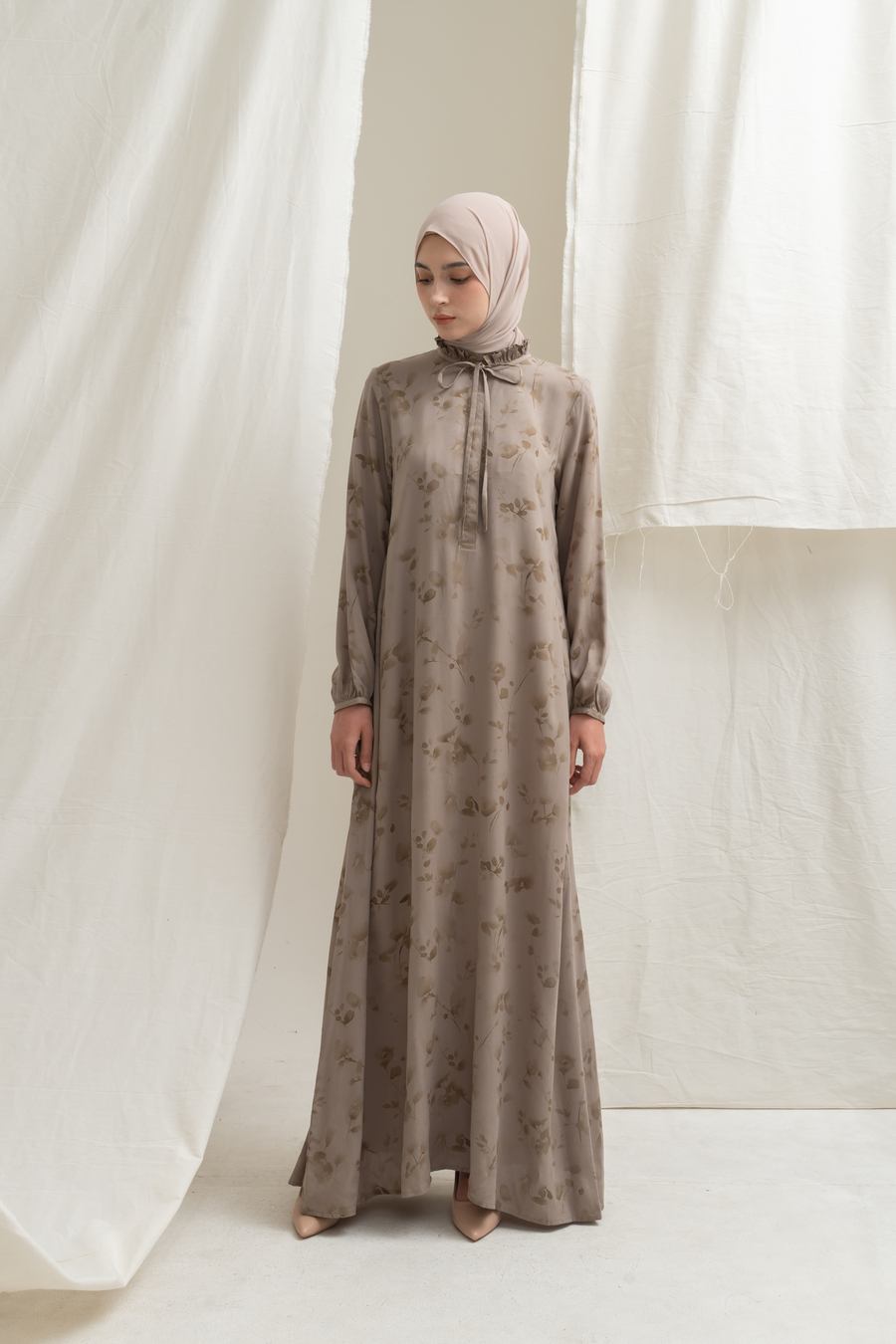 Gamis Dayna Ruffle Floria Mocca