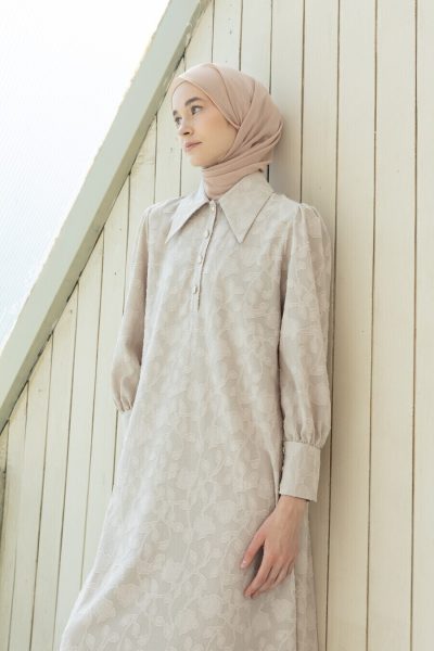 Gamis Zenia Xavia Beige Cream Big Size