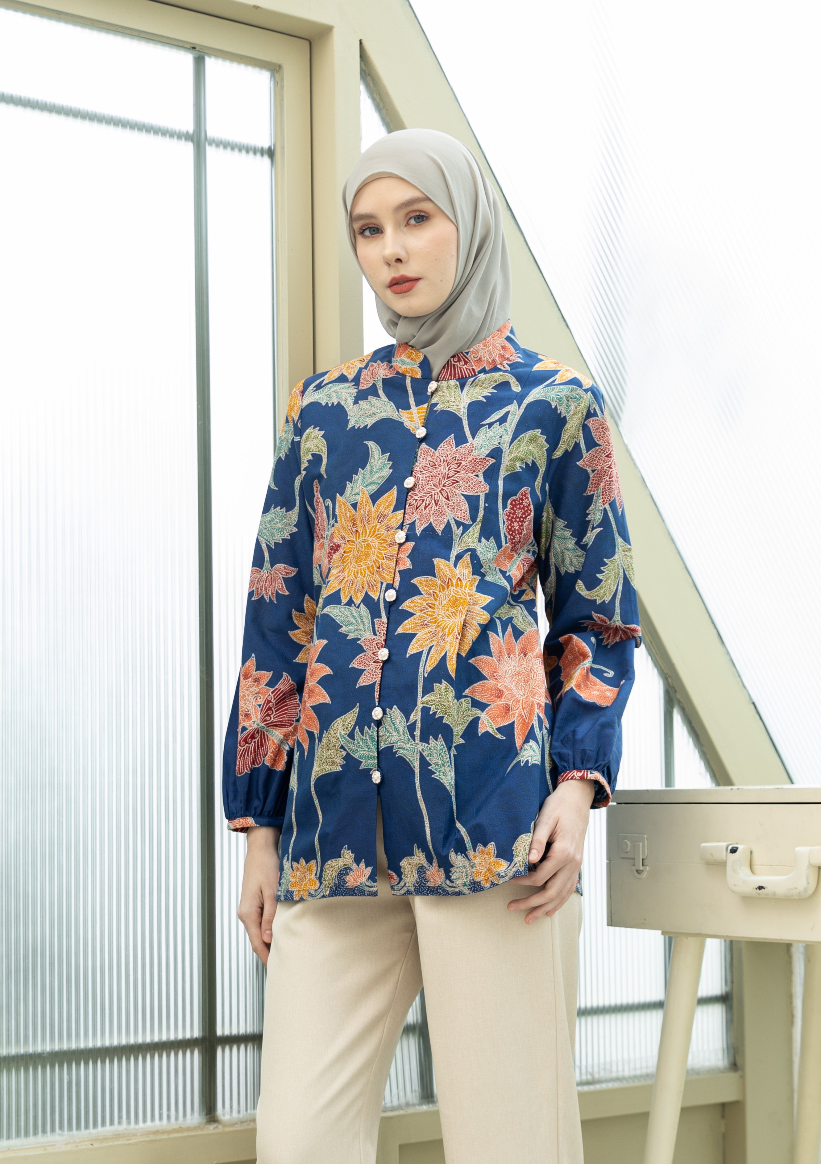 Blus Mayya Puspa Navy Big Size