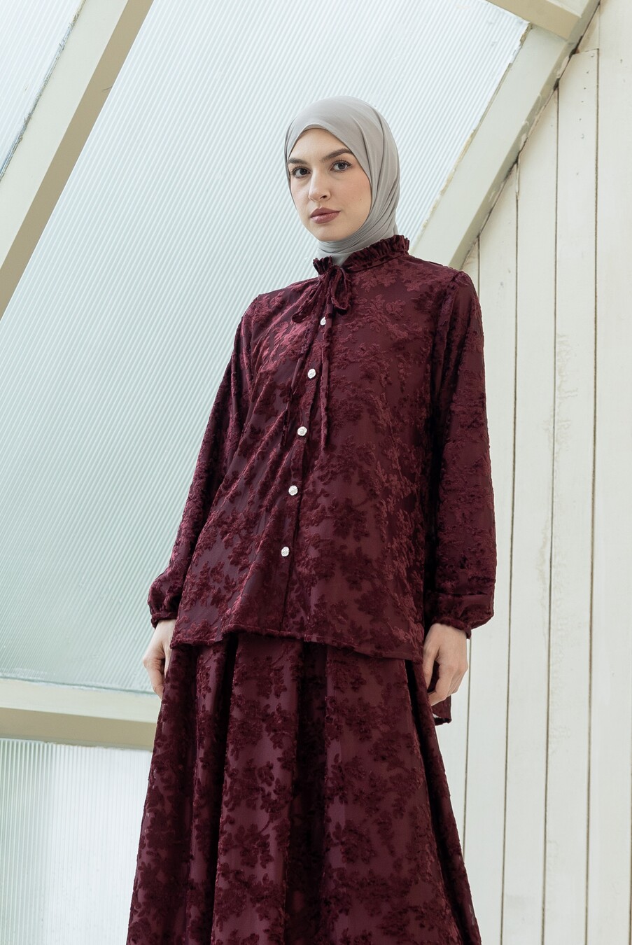 Blus Dayna Ruffle Hanna Marun Big Size