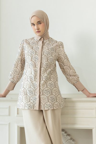 Blus Velya Mella Cream Big Size